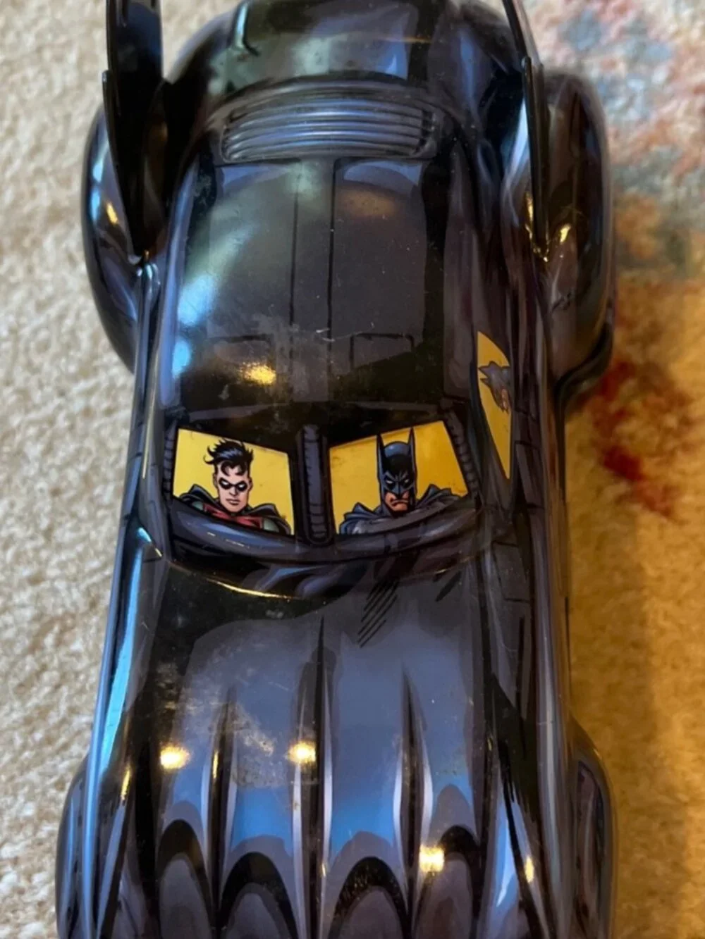 Batman Batmobile tin box with wings Vintage
